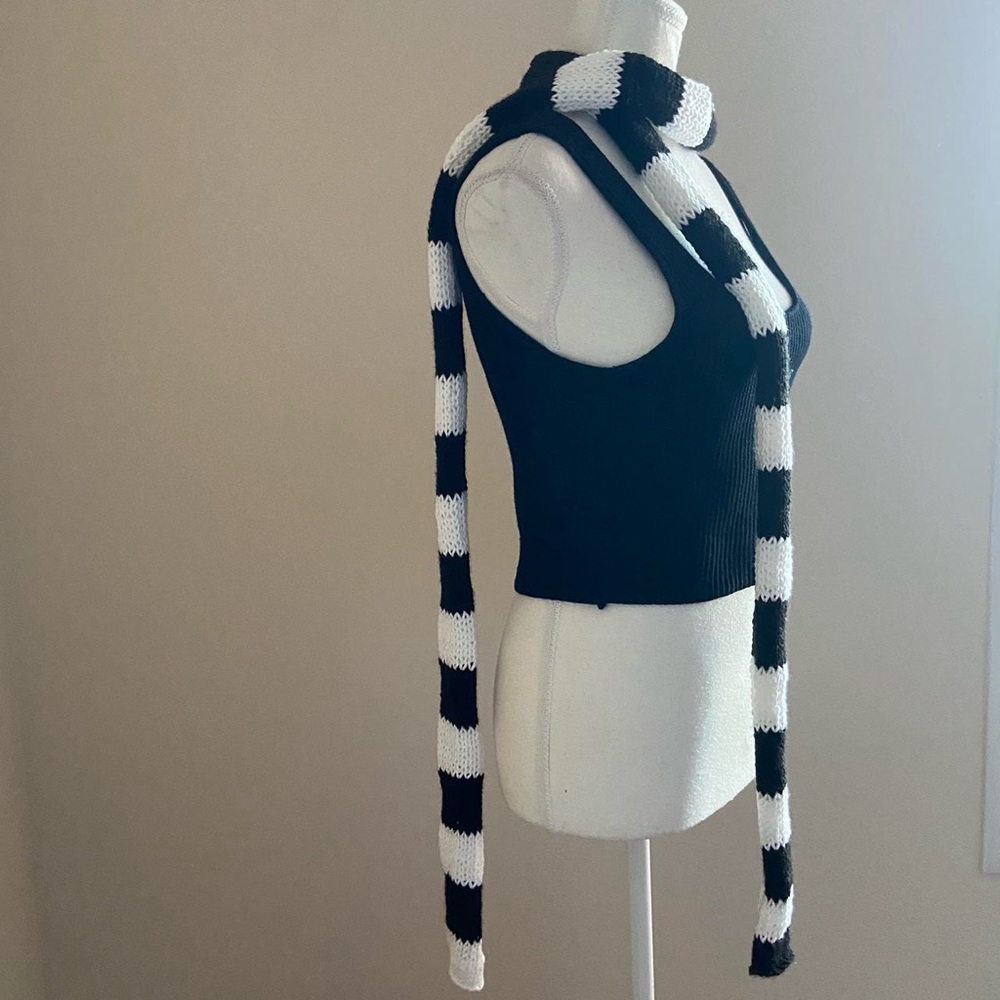 Black and White Striped Scarf